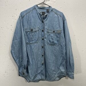 VTG‎ Liz Wear Womens Medium Blue Denim Button Up Long Sleeve Top